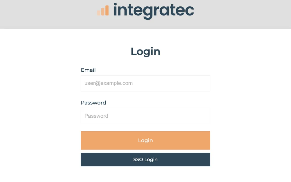 Pantalla de inicio de sesión de Integratec V1